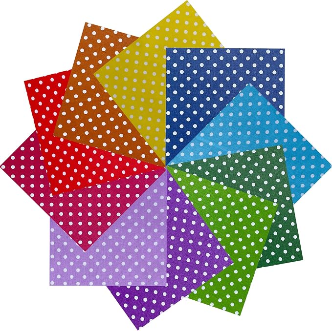 HANPATQUI 50PCS 12 x 12 inch 100% Cotton Fat Quarters Fabric for Sewing and Quilting Bundles Precut Fabric Square for DIY Craft Patchwork-Dot