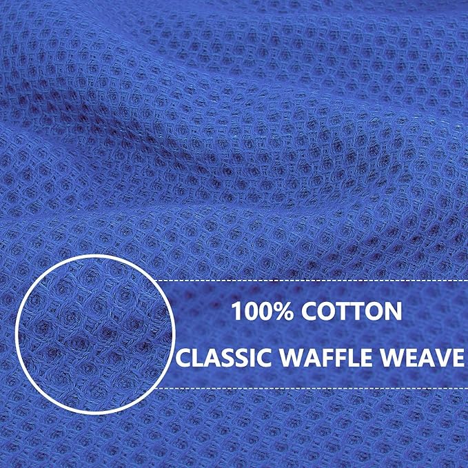 Homaxy 100% Cotton Waffle Weave Kitchen Dish Cloths, Ultra Soft Absorbent Quick Drying Dish Towels, 12 x 12 Inches, 18-Pack, Blueberry