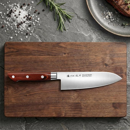 6.7 Inch Santoku Knife, Made in Japan, Full Tang High Carbon Molybdenum Stainless Steel Japanese Chef Knife with Pakkawood Handle,Kitchen Knife for Slicing Meat & Vegetables