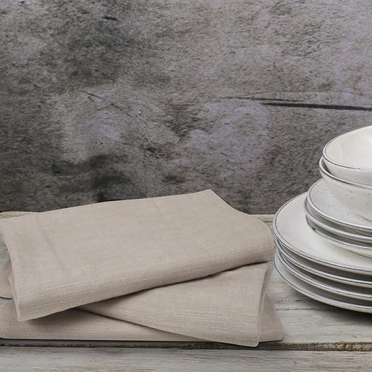 Urban Villa Harvest Kitchen Towels Premium Quality 100% Cotton Solid Kitchen Towels Set of 6 Ultra Soft Size 20X30 Inches Chambray Beige/White Color Kitchen Towel Highly Absorbent Kitchen Towels