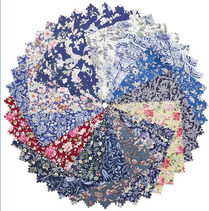 Nodsaw 42Pcs Vintage Floral Print Cotton Fabric Squares 5x5 for Quilting, Sewing, Quilts, Bags, and Crafts, Charm Packs for Quilting 5 inch, Dark Floral Charm Pack Fabric