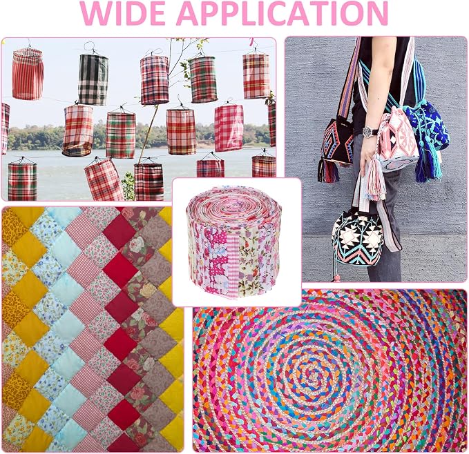 42Pcs Jelly Roll Fabric Strips Soft Cotton Quilting Fabric 2.5 x 20 Inch Pre-Cut Cotton Strips Bundles for Quilting Crafting and Sewing(Red and Pink)