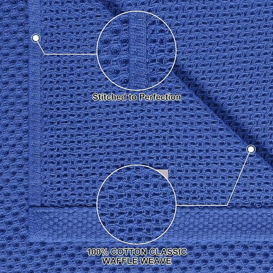 Homaxy 100% Cotton Kitchen Towels and Dishcloths Set, 12 x 12 Inches and 13 x 28 Inches, Set of 10 Bulk Kitchen Towels Set, Ultra Soft Absorbent Dish Cloths for Washing Dishes, Blueberry