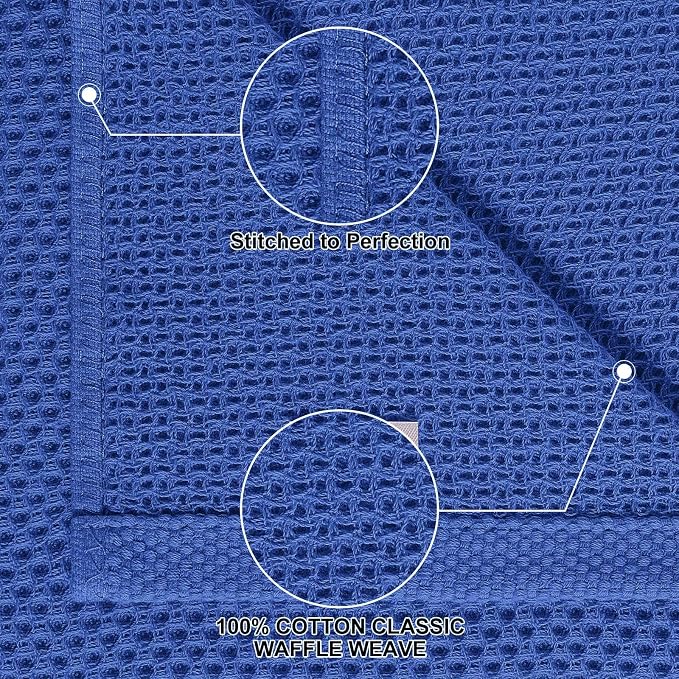 Homaxy 100% Cotton Kitchen Towels and Dishcloths Set, 12 x 12 Inches and 13 x 28 Inches, Set of 12 Bulk Kitchen Towels Set, Ultra Soft Absorbent Dish Cloths for Washing Dishes, Blueberry