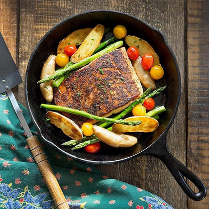 Cast Iron Skillet 3-Piece Set w/Cookbook - Heavy-Duty Professional Restaurant Chef Quality Pre-Seasoned Pan Cookware - 10", 8", 6" Pans - For Frying, Saute, Cooking, Pizza - Black