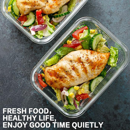 Bayco 10 Pack Meal Prep Containers, Glass Food Storage Containers with Lids, Airtight Lunch Bento Boxes, BPA-Free & Leak Proof (10 lids & 10 Containers) - White