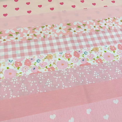 7 pcs 20" x 20" Cotton Fabric DIY Making Supplies Quilting Patchwork Fabric Fat Quarter Bundles DIY for Quilting Cotton Patchwork Cushions (8pcs Love Flowers, 20" x 20")