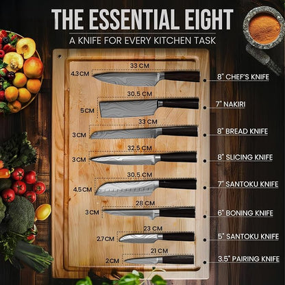 Japanese Kitchen Knife Set with Bag, 20-Piece Professional Chef Knife Set, High Carbon Stainless Steel Knives, Travel Case and Cutting Board, Complete Cooking Set