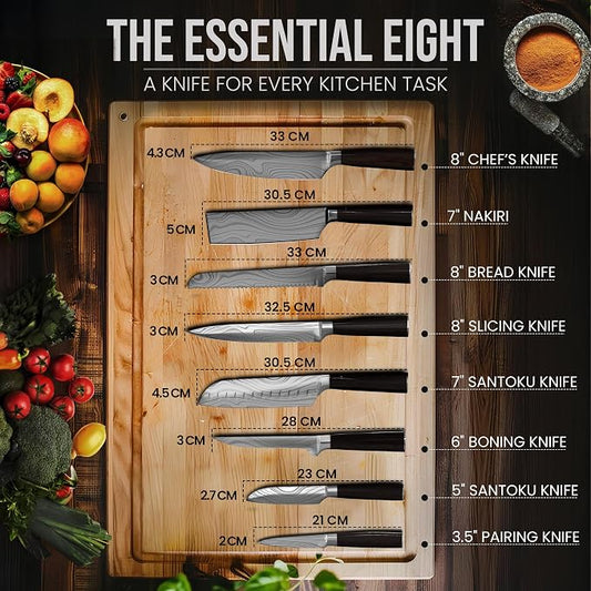 Japanese Kitchen Knife Set with Bag, 20-Piece Professional Chef Knife Set, High Carbon Stainless Steel Knives, Travel Case and Cutting Board, Complete Cooking Set