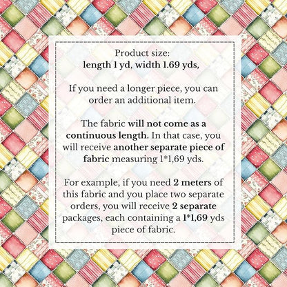 100% Cotton Fabric by the Yard – Turkish Quality Quilting & Sewing Fabric, 1 Yard x 1.69 Yards Wide, Patchwork Cotton for Crafts