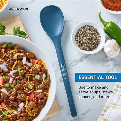 Farberware Professional Silicone Cooking Spoon – Heat Resistant to 450F, Safe for Nonstick Cookware – 11.5 Inch Kitchen Utensil for Stirring, Mixing, Basting, and Serving, Dishwasher Safe