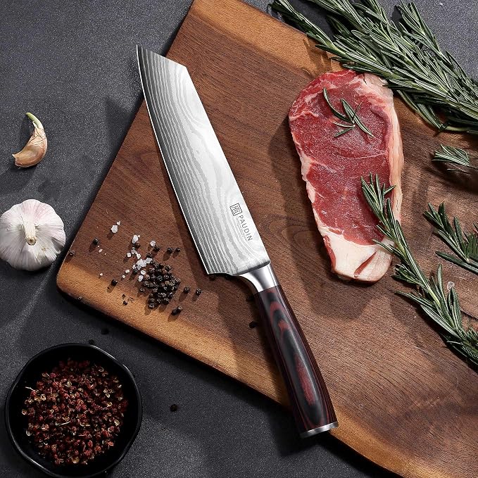 PAUDIN Kiritsuke Knife, 8 Inch Japanese Chef's Knife – High Carbon Stainless Steel Kitchen Knife with Ergonomic Pakkawood Handle & Protective Sheath, Great Gift for Men Women