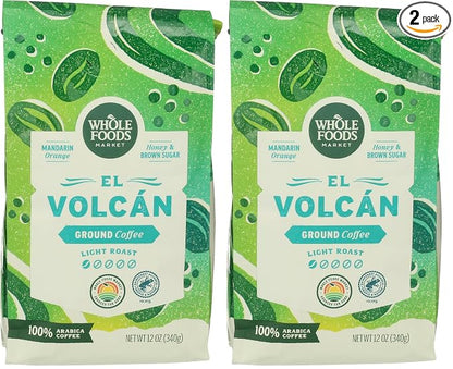 WHOLE FOODS MARKET El Volcan Ground Coffee, 12 OZ (Pack of 2)