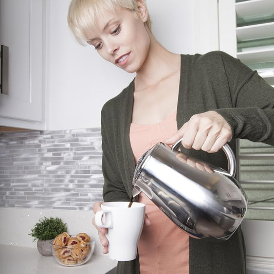 SterlingPro Small Insulated Stainless Steel French Press Coffee Maker 34oz - Insulated Metal Double Wall Insulation Cofee Maker | Mirror Finish | Pear Shape | Include x2 Replacement Filter Screens