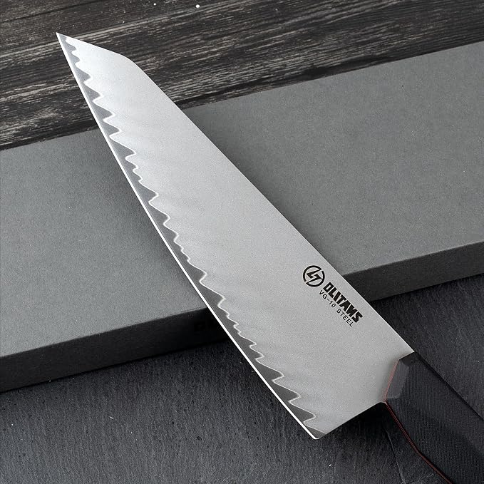 OLITANS Chef's Knife, 8 in Professional Chef Kinfe VG-10, Ultra Sharp Kitchen Knife, G10 Handle (Black)
