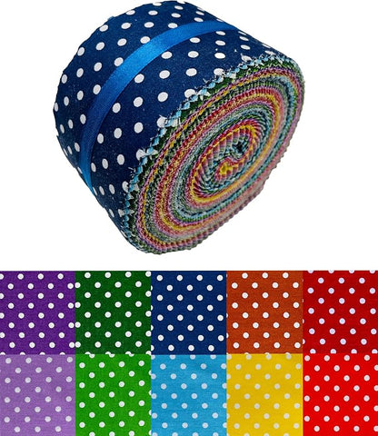 40 Strip Jelly Roll Fabric Strips for Sewing, 100% Cotton Fabric for Quilting Crafting, Precut Bundles, Patchwork Precut Quilt Squares-2.5" x 44" Dot