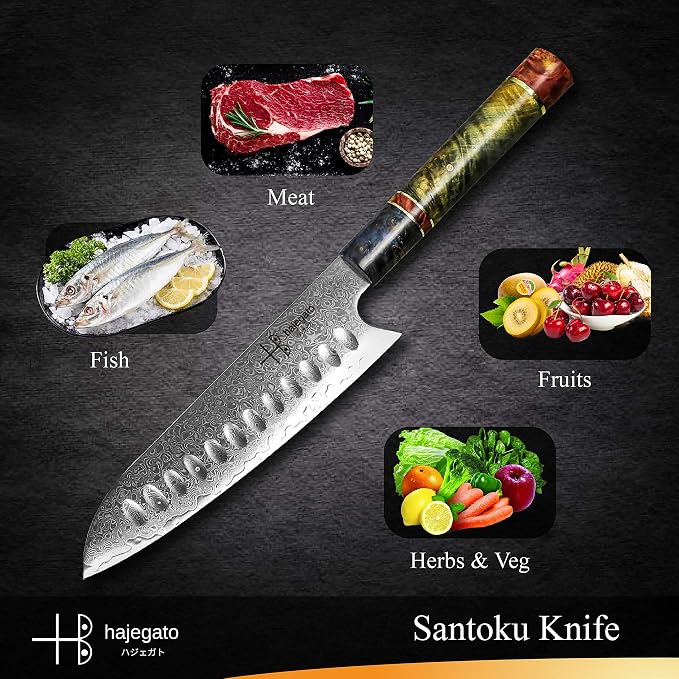 Damascus Chef Knife Santoku Unique One Of Kind Handle Professional 7 Inch Japanese Chefs Kitchen Knife Vg10 67 Layers Damascus Steel Knive with Sheath