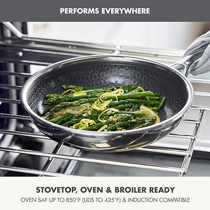 GreenPan Spectra 8" Frying Pan Skillet, Hybrid Tri-Ply Stainless Steel, PFAS-Free Ceramic Nonstick Textured Cooking Surface, Induction Cookware, Diswasher Safe, Oven & Broiler Temp to 850˚F