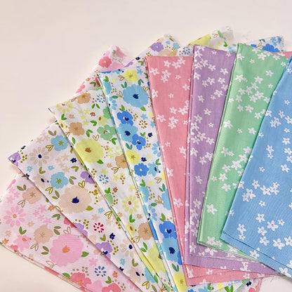 7 pcs 20" x 20" Cotton Fabric DIY Making Supplies Quilting Patchwork Fabric Fat Quarter Bundles DIY for Quilting Cotton Patchwork Cushions (8pcs Small with Big Flowers, 20" x 20")