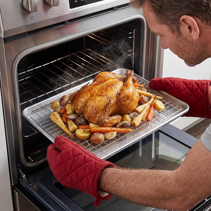 aking Sheet Pan & Cooling Rack Set – 18"×13" Aluminum Half Sheet & Stainless Steel Wire Rack