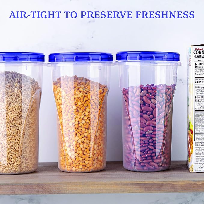 PLASTICPRO [48 oz 4 Pack] Twist Top Deli Containers Clear bottom With blue Top Twist on Lids Reusable, Stackable, Food Storage Freezer Container Pack of 4