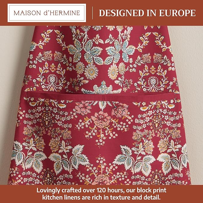 Maison d' Hermine 100% Cotton Apron for women with Pocket Kitchen Chef Apron for Men Cooking Spring Summer