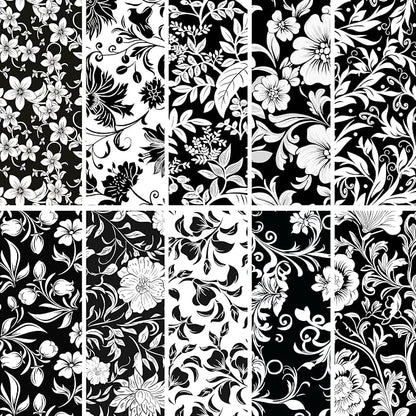 HANPATQUI 50PCS 12 x 12 inch 100% Cotton Fat Quarters Fabric for Sewing and Quilting Bundles Precut Fabric Square for DIY Craft Patchwork-Black and White