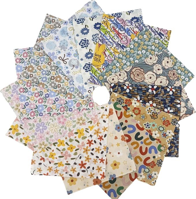 Sunflower Geometric Floral Layer Cake Fabric,10x10 Inch Pre-Cut Cotton Square Quilting Supplies Clearance for Sewing & DIY Crafts (42Pcs)