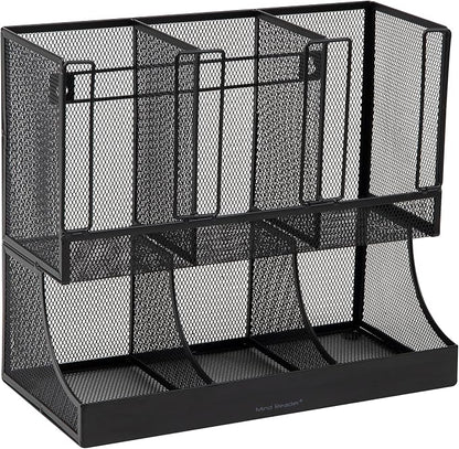Mind Reader Multipurpose Countertop Organizer, Office Breakrooms, Cup and Condiment Station, Metal Mesh, Black
