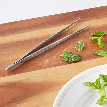 Mercer Culinary 18-8 Stainless Steel Precision Plus Chef Plating Tong, Straight,9-3/8 Inch