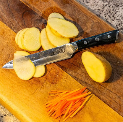 6” Professional Utility Knife – Hand Forged Kitchen Knife with Dark Wood Handle, Razor Sharp, Full Tang, Balanced – from British Fusion Atelier KOKORO – A Thoughtful Gift for Cooks and Foodies