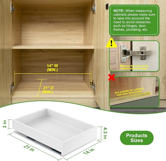 MyLifeUNIT Wooden Pull Out Drawers for Kitchen Cabinets, 14"W Fully Assembled Pull Out Cabinet Organizer Shelves, Soft Close Slide Out Drawer for Cabinet