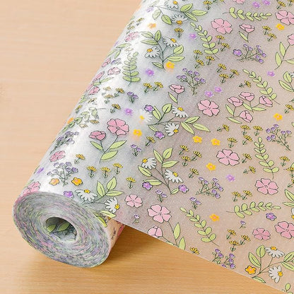 INNOLITES Shelf Liners for Kitchen Cabinets Non-Adhesive Drawer Liner with Floral, Waterproof Durable Easy to Clean, for Refrigerator, Shelves (Pink Purple Rose, 23.6" x 240")