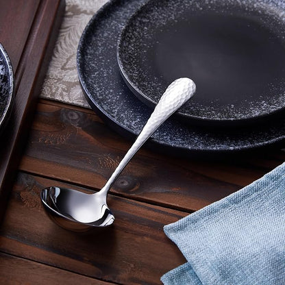 KEAWELL Premium 7.3" Hammered Gravy Ladle – 18/10 Stainless Steel – Exquisite Blend of Elegance and Functionality – Dishwasher Safe
