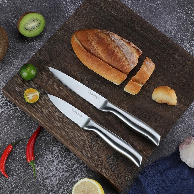 Knife Sets for Kitchen with Block, 15 Piece Kitchen Knife Set, Ultra Sharp Chef Knife Set for Kitchen, High Carbon Stainless Steel Knife Block Set with Sharpener, Silver