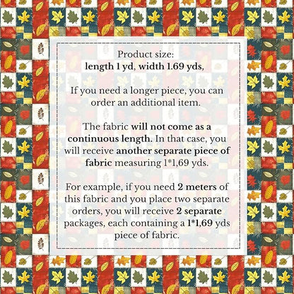 100% Cotton Fabric by the Yard – Turkish Quality Quilting & Sewing Fabric, 1 Yard x 1.69 Yards Wide, Patchwork Cotton for Crafts