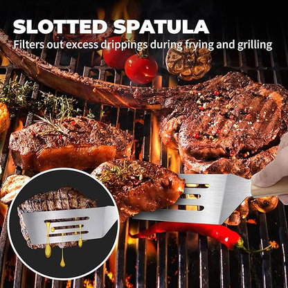 3 Pieces Stainless Steel Spatula Set,Metal Spatula for Cast Iron Skillet,Metal Spatula for Cooking with Wooden Handle,Metal Spatulas for kitchen use for Pancakes,Frying steak,Burger and Desserts