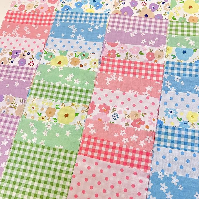 Cotton Fabric DIY Making Supplies Quilting Patchwork Fabric Fat Quarter Bundles DIY for Quilting Cotton Patchwork Cushions (Multicolour, 10cm*10cm)
