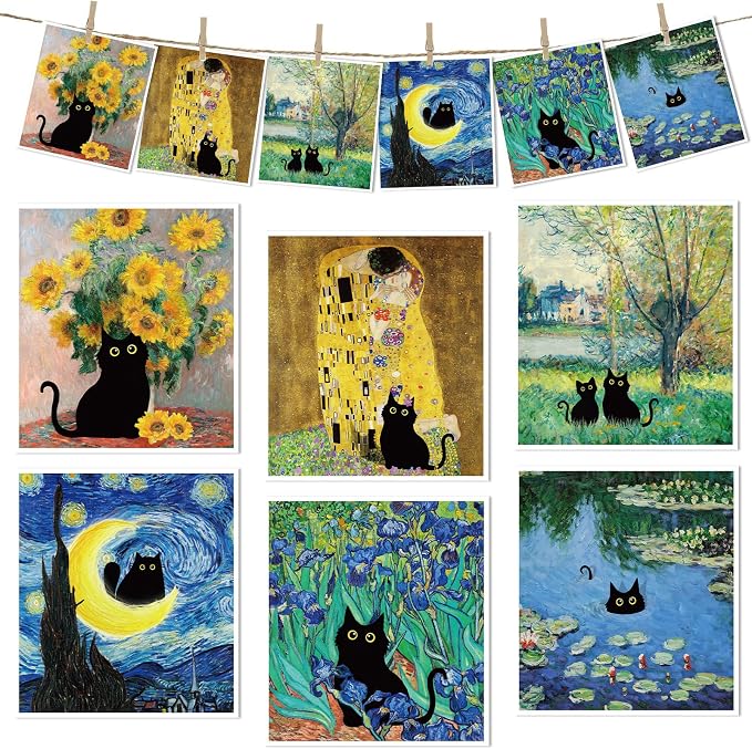 Black Cat Swedish Dishcloths for Kitchen, 6 Pack Cute Fun Reusable Swedish Dish Cloth, Absorbent Fast Drying Dish Towels for Kitchen Cooking Farmhouse Home Decoration Housewarming Gifts