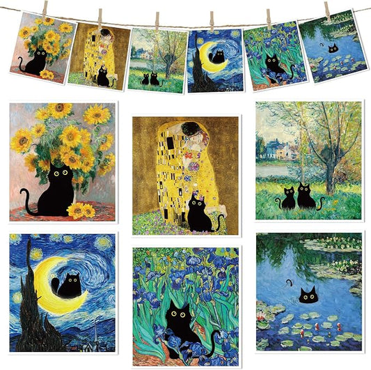 Black Cat Swedish Dishcloths for Kitchen, 6 Pack Cute Fun Reusable Swedish Dish Cloth, Absorbent Fast Drying Dish Towels for Kitchen Cooking Farmhouse Home Decoration Housewarming Gifts