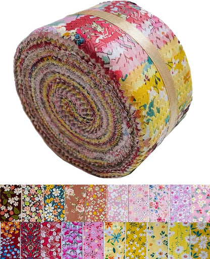 40 Strip Jelly Roll Fabric Strips for Sewing, 100% Cotton Fabric for Quilting Crafting, Precut Bundles, Patchwork Precut Quilt Squares-2.5" x 44" Rising Sun