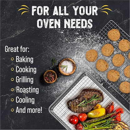 18" x 13" Baking Sheet, Sheet Pan with Wire Rack Set, Stainless Steel Cookie Pan Baking Tray with Cooling Rack (1)