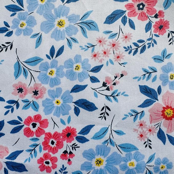 DMFR Floral Charm Packs for Quilting 5 Inch, 42Pcs 100% Cotton Fabric Squares 5 x 5 Precut Quilt Squares, Pink Flower Fabric Bundle for Baby Girl Quilts, Sewing, Patchwork, DIY Crafts