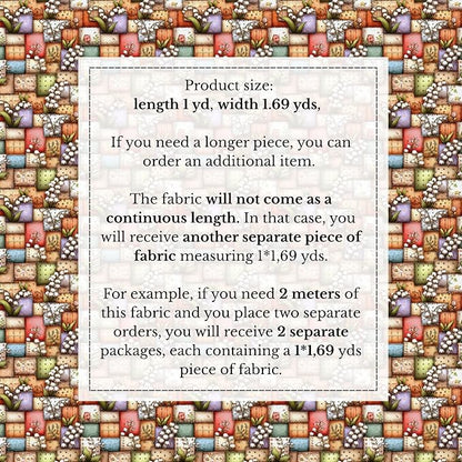 100% Cotton Fabric by the Yard – Turkish Quality Quilting & Sewing Fabric, 1 Yard x 1.69 Yards Wide, Patchwork Cotton for Crafts