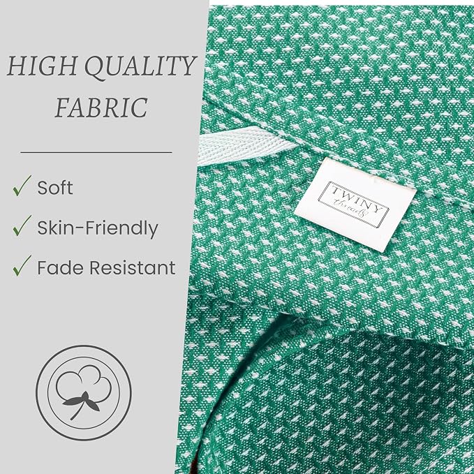 TWINY threads Kitchen Towels Set of 4, 100% Cotton Dotted Dish Towel, Soft, Tea Towels with Hanging Loop (18"x 28"), Washable Bar Towels for Table Cleaning - Turquoise Green