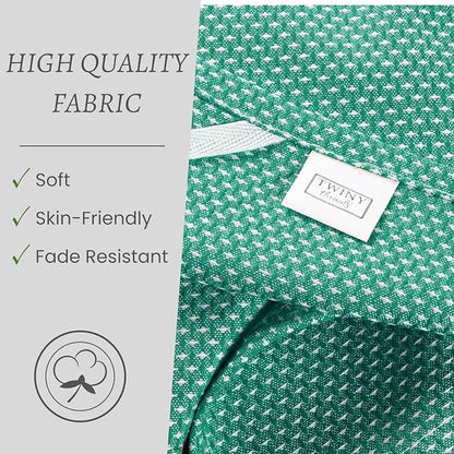 TWINY threads Kitchen Towels Set of 4, 100% Cotton Dotted Dish Towel, Soft, Tea Towels with Hanging Loop (18"x 28"), Washable Bar Towels for Table Cleaning - Turquoise Green