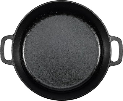 Amazon Basics Pre-Seasoned Cast Iron Dutch Oven Pot with Lid and Dual Handles, Oven Safe, Heavy-Duty, 7-Quart, Round, Black