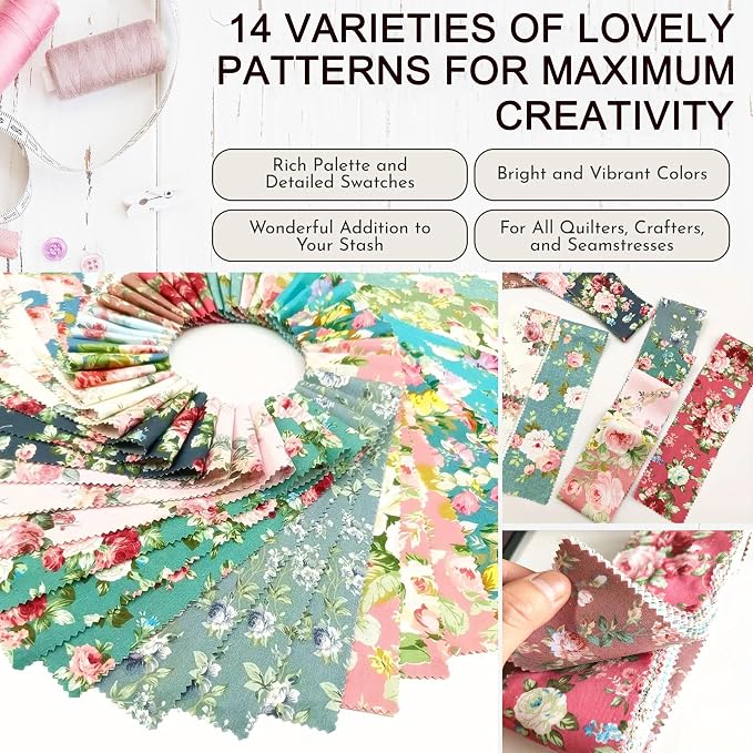 Nodsaw Jelly Rolls for Quilting Clearance 42 Strip 2.5" x 44" - Cotton Jelly Roll Fabric Strips for Quilting, Sewing, Blanket, Rug, Home Decor, and Purse Making, Rose Floral