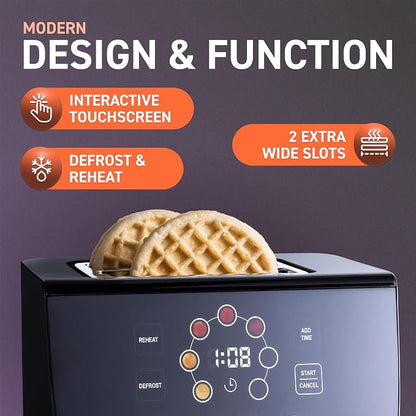 Inspirex Two Slice Touchscreen Lever Toaster, Black