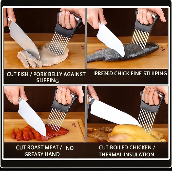 2025 Upgraded Onion Slicer, Onion Holder Chopper for Slicing, Chopper Slicer Assistant Tool, Cutter for Slicing of Meat, Potato, Tomato Kitchen Gadgets (1, Max)